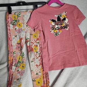 Adidas Kids Pink and Yellow Floral Set